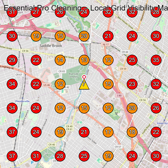 Essential Pro Cleaning GeoGrid visibility map for House Cleaning Service in Lodi